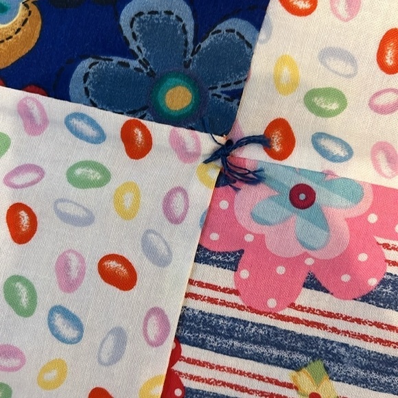 Handmade Prayer Quilt Made by Nuns Floral Easter Prints 33” x 33” Lap Blanket - Picture 7 of 9